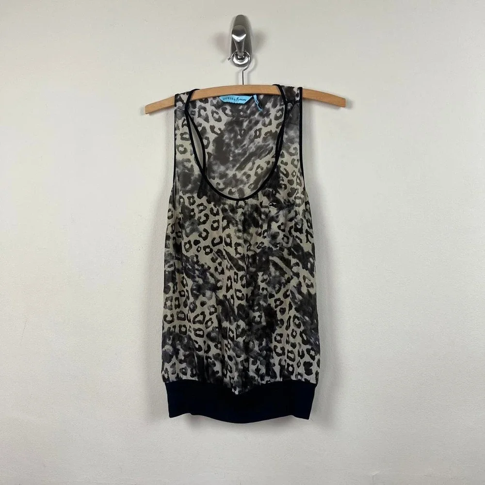 vintage y2k sheer animal print tank top guess marciano blouse racer back grail - Picture 7 of 8